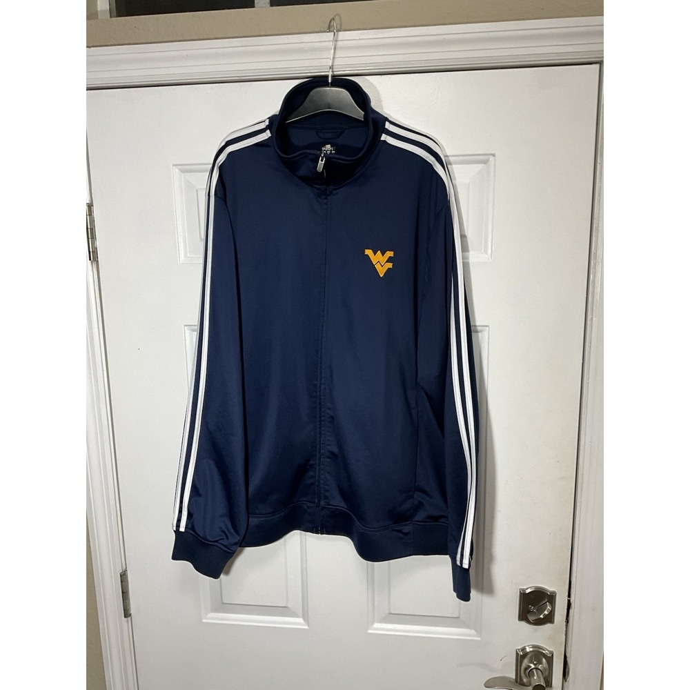 Adidas West Virginia Mountaineers Football Full Zip Blue Jacket Pockets Men's XL